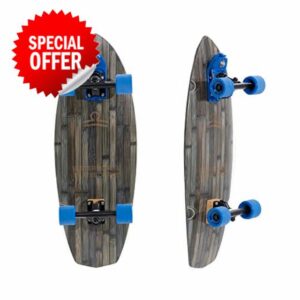 Libra Surf Trainer Black Bamboo Surfskate Cruiser by Waterborne Skateboards | Complete Equipped with Waterborne Surf and Rail Adapter Surf-Style Trucks | Carve
