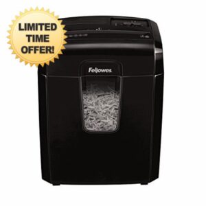 Fellowes Paper Shredder for Home Office Use - 8 Sheet Cross Cut Shredder for Home and Personal Use - Deskside Shredder with 14 Litre Bin and Safety Lock - Powershred 8C - High Security P4 - Black