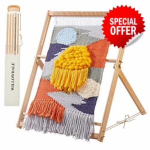 WILLOWDALE 25.2"H x 19.3"W Weaving Loom with Stand Wooden Multi-Craft Weaving Loom Arts & Crafts