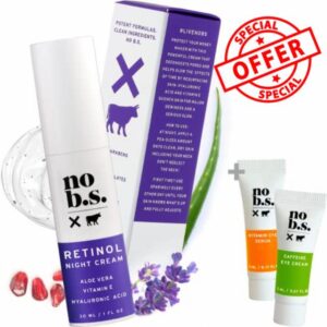No B.S. Retinol Cream - Retinol Night Cream with Hyaluronic Acid. Clean Award-Winning Formula For Wrinkles And Dark Spots. Vegan.