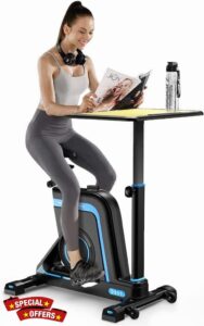 Dripex Exercise Bike Stationary Indoor Cycling Bike Desk Home Office Standing Desk Cycle Training Bicycle for Home Cardio Workout Office