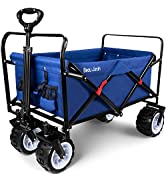 BEAU JARDIN Folding Wagon Cart 300 Pound Capacity Collapsible Utility Camping Grocery Canvas Port...