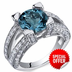 Boldly Glamorous 3.25 Carats London Blue Topaz Ring in Sterling Silver Sizes J to S