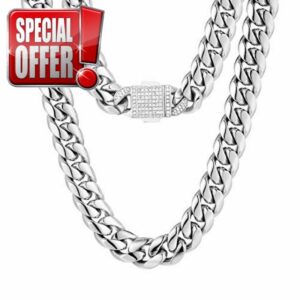 KRKC&CO Cuban Chain Necklace 12mm 18K Gold Iced Out Clasp