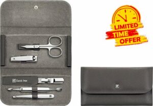 ZWILLING 97688-009-0 Manicure Set 5-Piece Quality Pedicure Travel for Men and Women Real Leather Anthracite
