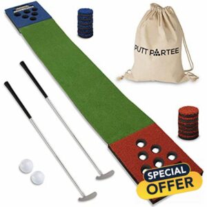 Golf Pong Putting Game - Indoor-Outdoor Golf Game Set with 11 Ft. Flat Green