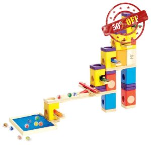 Hape Music Motion | Wooden Quadrilla Marble Run Construction STEAM Toy Playset for Kids