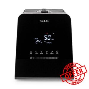 Nedis SmartLife Humidifier | 30 W | With Cool and Warm Mist | 5.5 l | Hygrometer | Timer | Remote control | Night mode | Black