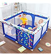Baby Playpen with Super Soft Breathable Mesh Storage Bag Baby Foldable and Portable Hexagonal Fol...