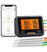 INKBIRD IBBQ-4T Wireless BBQ Thermometer Rechargeable WiFi Cooking Thermometer with 4 Probes Time...