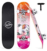Beleev Cruiser Skateboard, 27 x 8 inch Complete Skateboard for Kids Teens and Adults, 7 Layer Can...