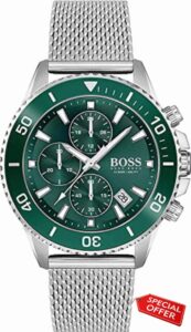 BOSS Chronograph Quartz Watch for Men with Silver Stainless Steel Mesh Bracelet - 1513905
