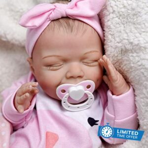 JIZHI Lifelike Reborn Baby Dolls - 20-Inch Sweet Smile Realistic-Newborn Baby Dolls Sleeping Baby Girl Real Life Baby Dolls with Toy Accessories Gift Set for Kids Age 3+ & Collectio