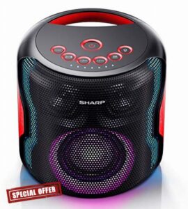 SHARP PS-919(BK) 130W Indoor/Outdoor Waterproof Portable Party Speaker with Built-in Rechargeable Li-ion Battery & Flashing Disco Lights