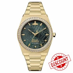 Vivienne Westwood Charterhouse Ladies Quartz Watch with Green Dial & Stainless Steel Gold Bracele