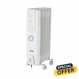 Warmlite WL43003YTW 7 Fin Oil Filled Radiator with Adjustable Thermostat and a 24 Hour Timer