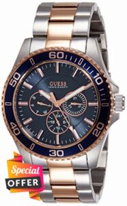 Guess Men's Quartz Watch with Black Dial Analogue Display and Silver Stainless Steel W0172G3