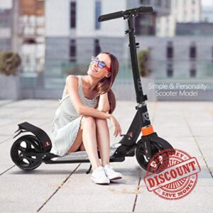 Hesyovy Lightweight Scooter T-Style Sturdy Aluminium Alloy Foldable Height Adjustable Big Wheel 195 mm Wheels City Scooter for Adults