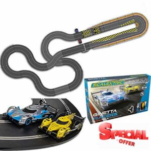 Scalextric Bundle SL94 Ginetta Racers C1412 + Extra Track Extension Ki