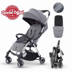 miniuno TouchFold Ultra-Lightweight Micro-Stroller - Grey Herringbone