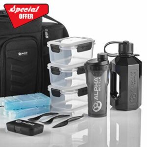 Alpha Designs Meal System - Fully-Loaded Insulated Meal Prep Bag with Alpha Bottle 750