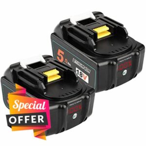 2PACK- QUPERR 18V 5.0Ah bl1850 Li-ion Replacement Batteries(with LED Power Display) Compatible with Makita DKP180Z,DTM51Z,DHS680Z