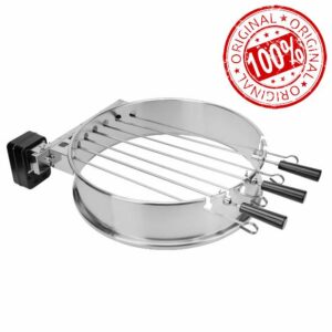 Onlyfire BRK-6072 Rotisserie Kebab Skewer BBQ Kit Stainless Steel with Electric Battery Motor Fits Weber 57CM Charcoal Kettle Grill