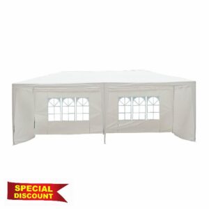 Outsunny 6 x 3 m Party Tent Gazebo Marquee Outdoor Patio Canopy Shelter with Windows and Side Panels White