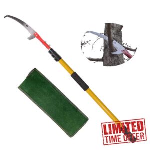 Telescopic Tree Pruner 12 Foot Pole Saw Extendable Long Reach Tree Pruning Saw Tree Loppers with 2-Foot Saw Blade for Pruning and Trimming Branches and Leaves