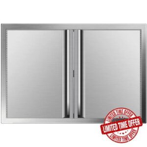 Mophorn Outdoor Kitchen Doors 31X24 Inch BBQ Access Door 304 Brushed Stainless Steel BBQ Door for Outdoor Kitchen BBQ Island