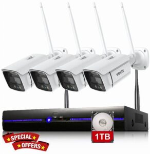 REIGY 3MP WIFI CCTV Camera System with Floodlight Preinstalled 1TB Hard Drive