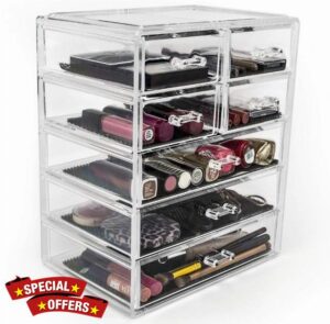 Kamay's Acrylic Make Up Storage Box Drawers XLarge 5 Storey 7 Drawers Crystal Transparent Cuboid Can Be Used As Beauty & Make Up Organizer/