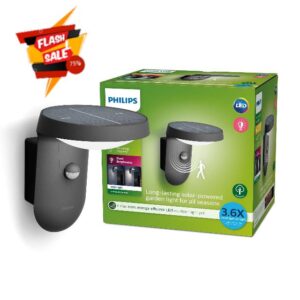 Philips Tyla Ultra Efficient Solar Wall Light [1 x 9W Warm White] Anthracite Grey for Outdoor Lighting