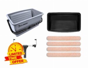 ROLLINGDOG 7PC Upgraded 18" Paint Roller Bucket Set Include Microfiber Paint Roller Sleeves(Pack of 4)