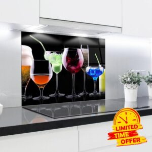 Splashback Tempered Glass Heat Resistant Toughened Decorative - 90 x 65 cm - 4 mm Thick - Perfect behind Gas