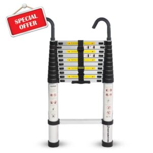 NORTHERN STONE Telescopic Ladder 2.9M / 9.5FT Multi-Purpose Aluminium Loft Ladder Extendable