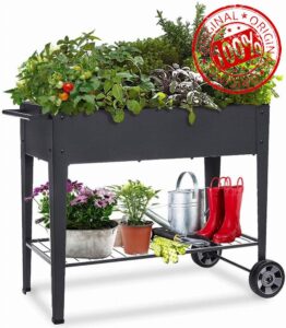 Amazon Brand – Umi Raised Planter Box with Legs Outdoor Elevated Garden Bed On Wheels for Vegetables Flower Herb Patio