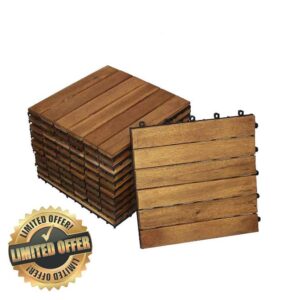 Junado 33-Piece Set Tiles 01 30 x 30 cm Click Tile Flooring with Drainage Brow