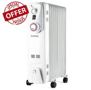 Oil Filled Radiator Free Standing – Heaters for Home Low Energy – Electric Heater with Thermostat – Portable 2500W Radiator with Timer – by Nuovva