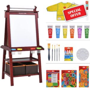 MEEDEN Kids Wooden Art Easel with Double-Sided Standing Blackboard & White Board