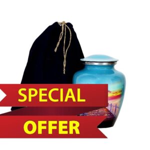 HLC URNS Sunset Love Beach Blue Sky Cremation Urn for Human Ashes - Adult Funeral Urn Handcrafted - Affordable Urn for Ashes (Adult (200 lbs) – 10.5 x 6 “