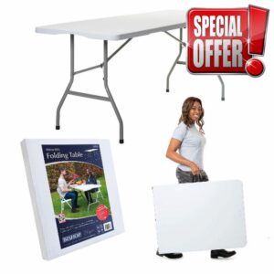 Bishop Foldable Table Portable - British 6ft Folding Table 250kg Max - Fold Away Table 8 People