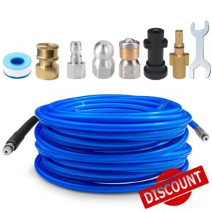 30M High Pressure Washer Drain 3000 PSI/180bar Hose Cleaning Kit Sewer Jetter Kit for Karcher K2-K7 Series & Bosch AQT Household Use Pressure Washe