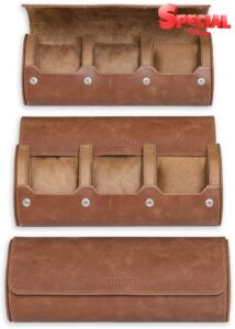 ROTHWELL Watch Roll Travel Case for 3 Watches | Tough Portable Protection
