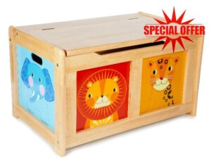 Tidlo Wooden Natural Jungle Toy Chest - Storage