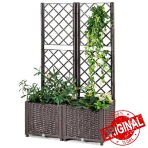 COSTWAY Garden Planter with Trellis