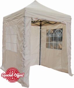 All Seasons Gazebos 2x2 Fully Waterproof Pop up Gazebo With 4 Zip up Sides and Accessories - Beige