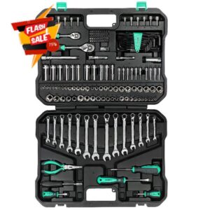 Amazon Brand – Denali 200-Piece All-Purpose Tool Kit and Socket Set with Carrying Case
