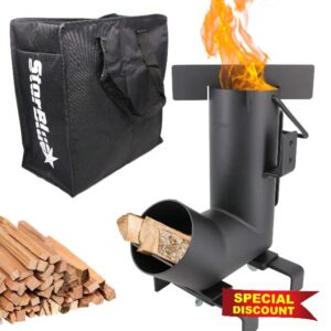 Camping Rocket Stove by StarBlue with FREE Carrying Bag - A Portable Fuel Saving Wood Burning Camping Stove with Large Fuel Chamber Best for Outdoor Cooking