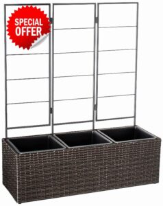 Amazon Basics Wicker Trellis Planter with Inner Plastic Liner - Three Buckets